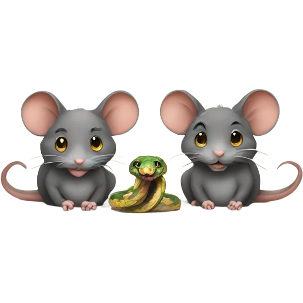 Two rats and a snake in their paws emoji
