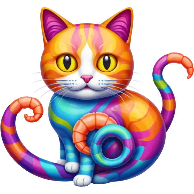 Cat with shrimp body, trippi troppi emoji