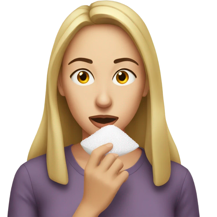 Woman sniffing salt emoji