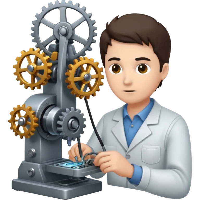 inventor creating a machine emoji