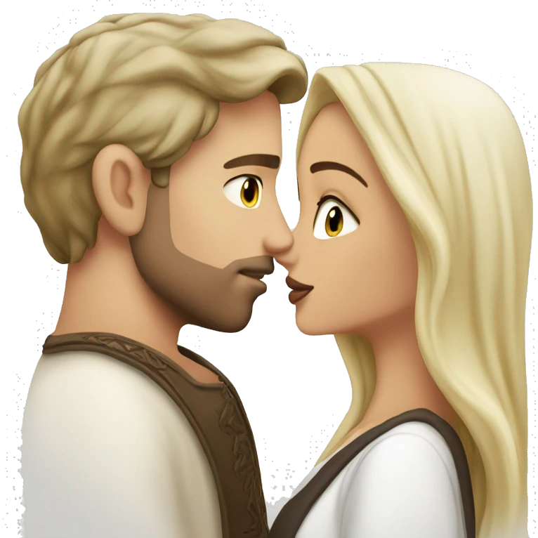 White blonde man kissing arab girl emoji