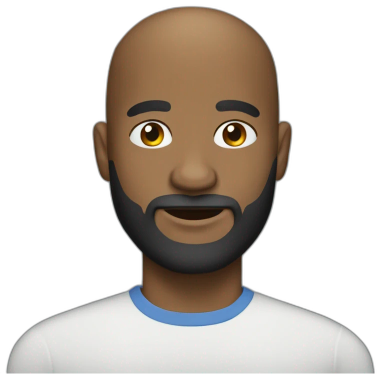 Black bald head man with beard emoji