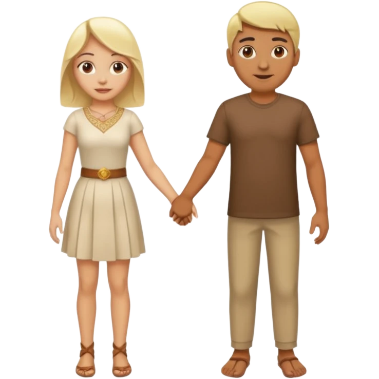 Naked Indian man and naked blonde woman holding hands emoji