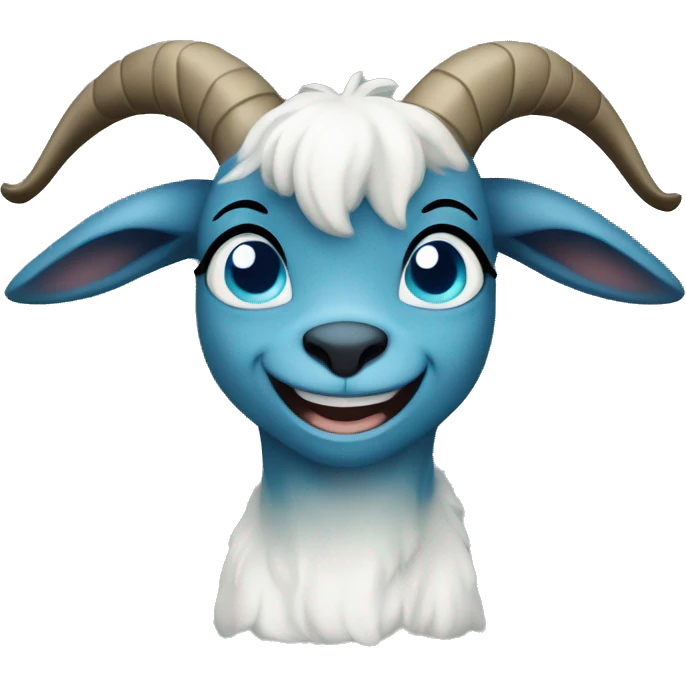 Blue goat whole body pretty smiling excited bluegreen eyes female emoji