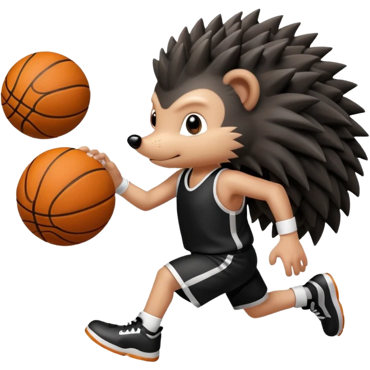 black hedgehog playing basketball emoji