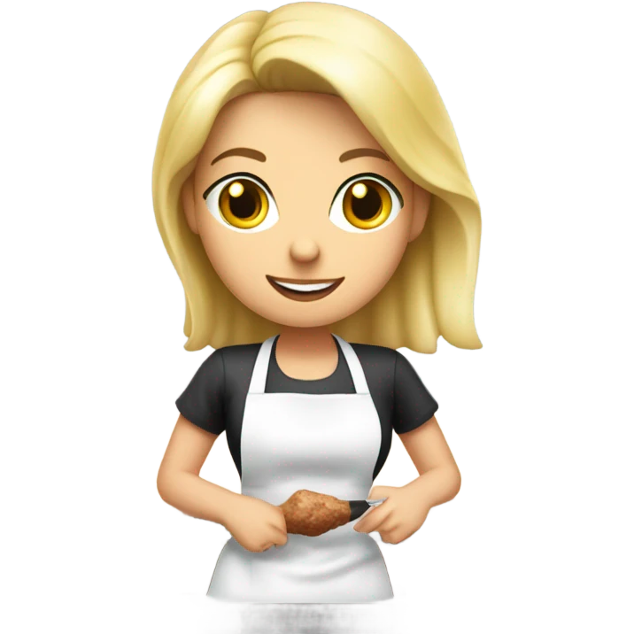 german blonde women working in kebap shop, white skin emoji