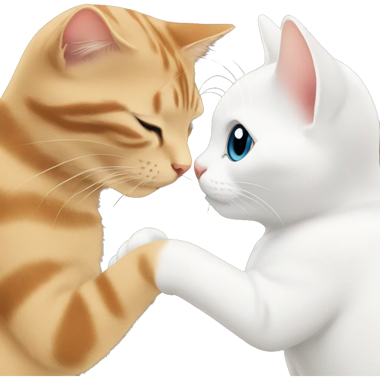 white cat kisses brown cat emoji