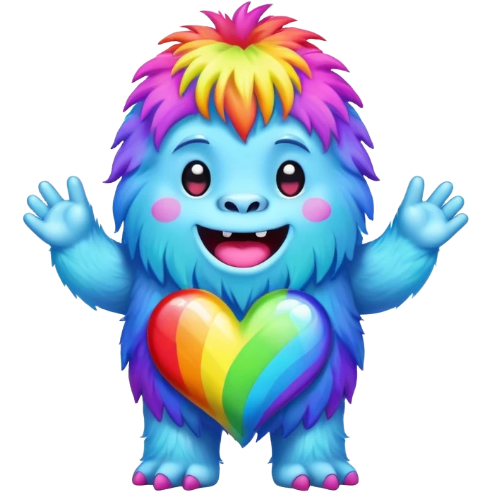 rainbow yeti heart hands emoji