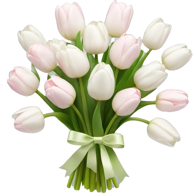 White tulips bouquet with light pink bow  emoji