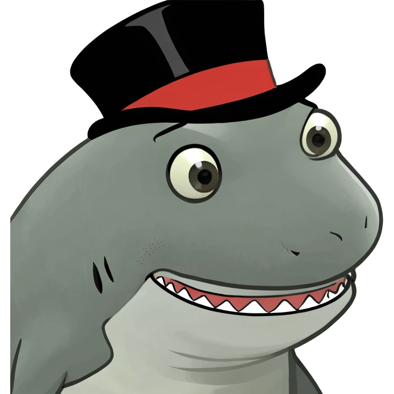 Shark with a top hat emoji