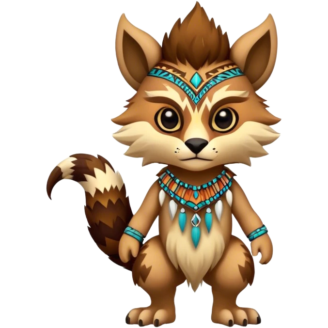 a colorful edgy cute vernid-fionbri-creature with tribal patterns full body emoji