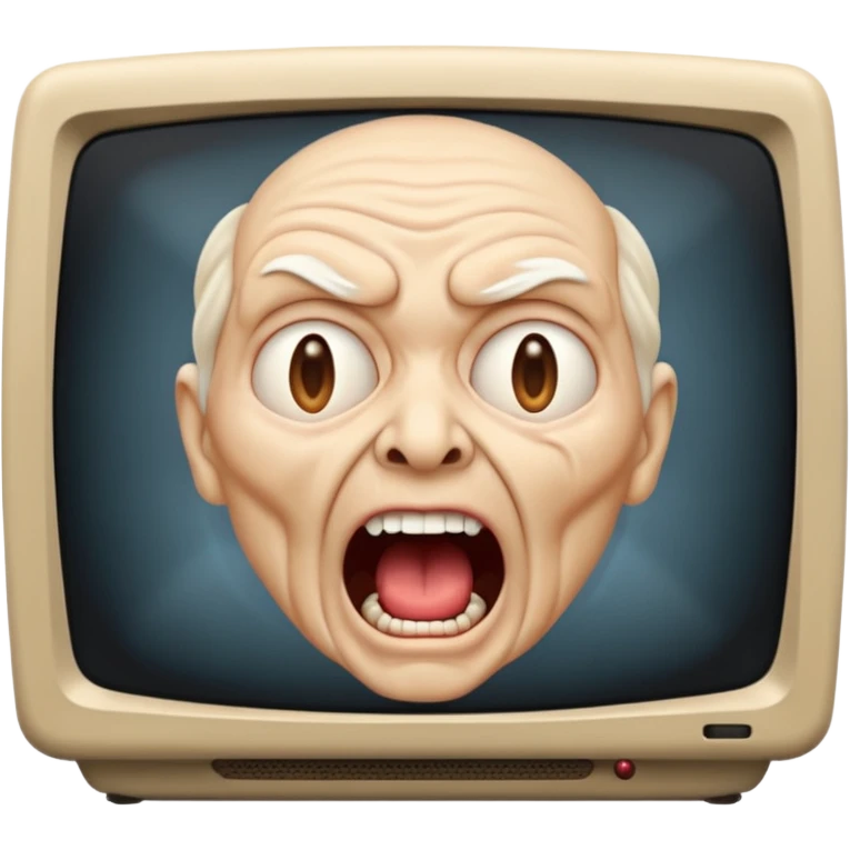 TV screen showing a old screaming face emoji