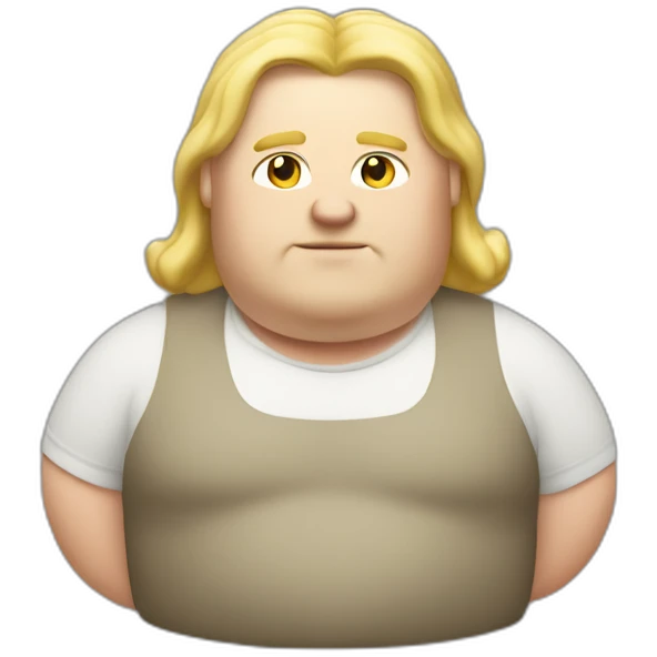fat Blond man with long and scarce hair emoji