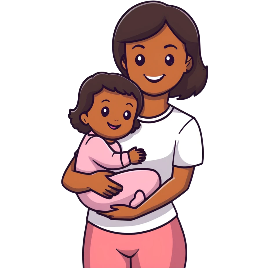 Brow skin women hold toddler baby girl  emoji