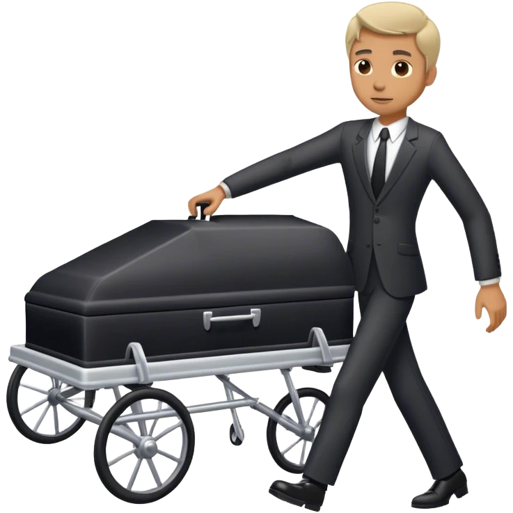 En man i kostym som kör in en likbår i en likbil  emoji