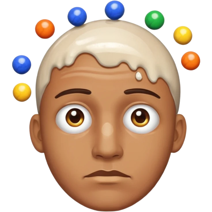 Marbles spilling out of a man’s head emoji