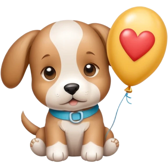 adorable puppy with bandaid and get well soon balloon emoji
