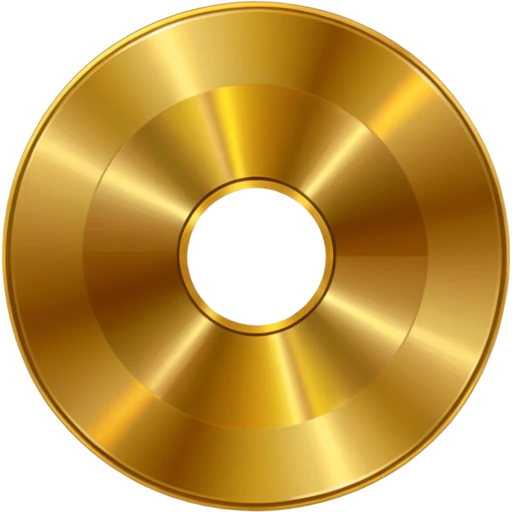 gold CD with a scratch, with a reflection emoji