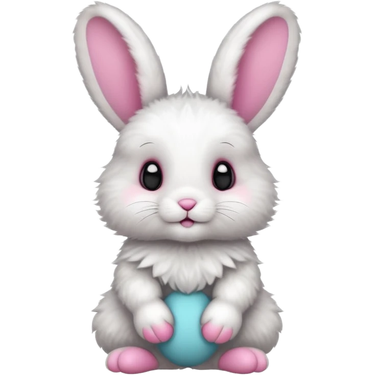 a white and black baby rabbit staying on its legs emoji