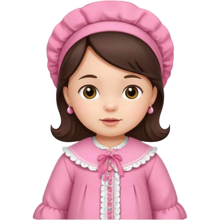 brunette baby girl traditional pink dutch clothes emoji