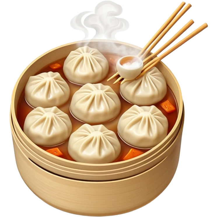 Xiaolongbao soup dumplings, steaming Chinese food, simple emoji style emoji