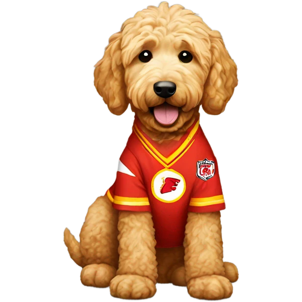 Golden doodle wear chiefs shirt emoji