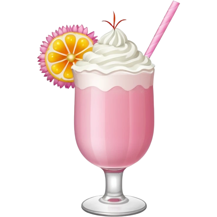Pink Mimosa drink with flower  and whipped cream emoji