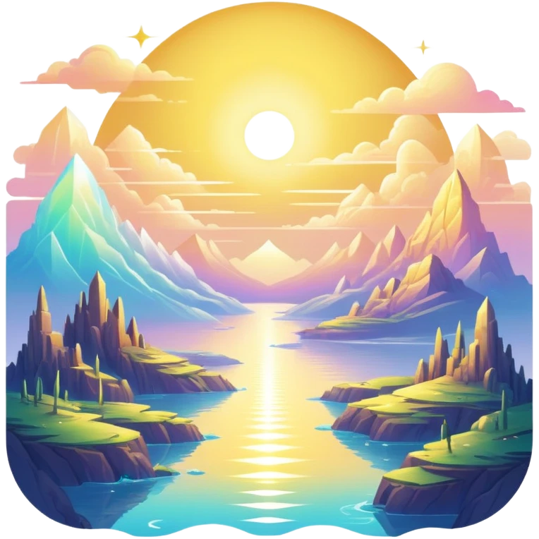 Epic complex detailed iridescent gradients white golden bright light solarpunk sunny aesthetic-scenery emoji