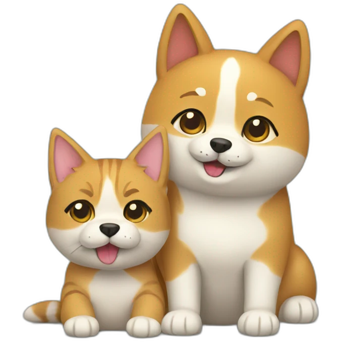 cat friends with dog shiba emoji