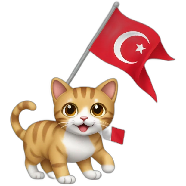 A cat carrying the Tunisian flag emoji
