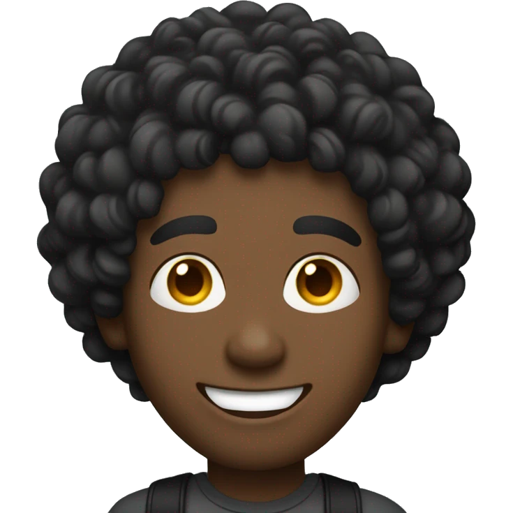 Black curl hair guy listening to music and smiling emoji
