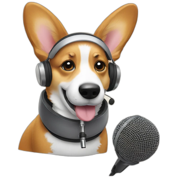 corgi with microphone headset emoji