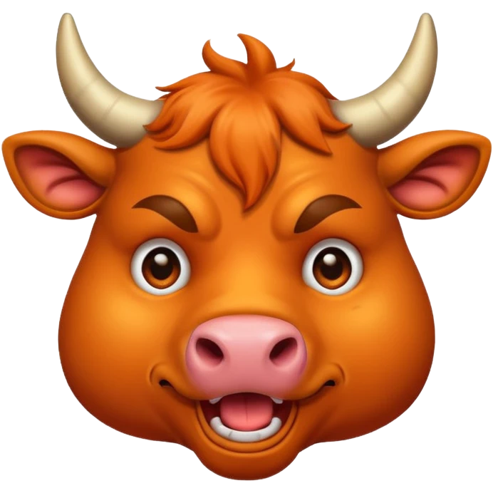 create me a color deep orange bull face that is happy, shock, celebrate, sad, mad, victory, chill emoji
