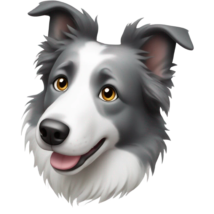 White and grey border collie with grey eyes emoji