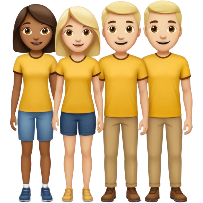 emoji cuatro personas cuerpo completo hombres y mujeres con camisa amarilla emoji