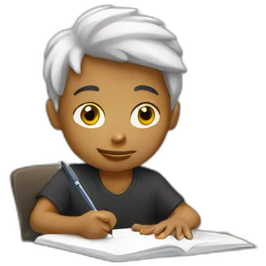 white kid taking notes emoji