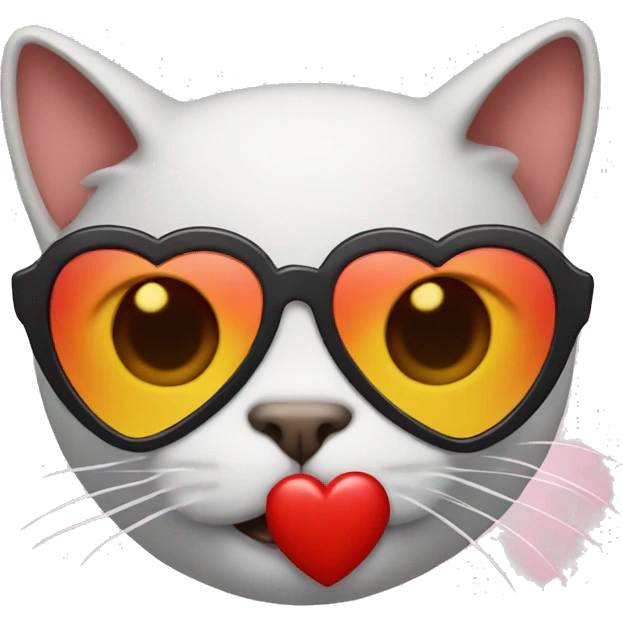 Cat with sunglasses holding a heart emoji