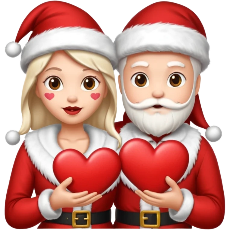 Make an emoji of a couple but as Santa Claws and female Santa Claws with hearths emoji