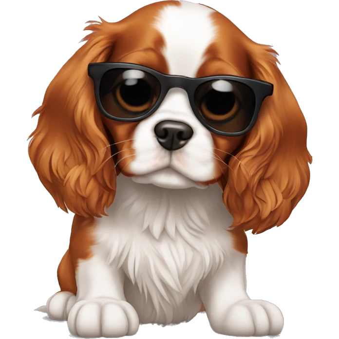 cavalier king charles spaniel puppy with sunglasses emoji