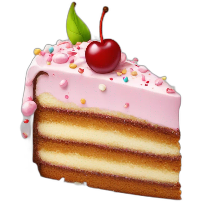 Cake slice with cherry and sprinkles  emoji