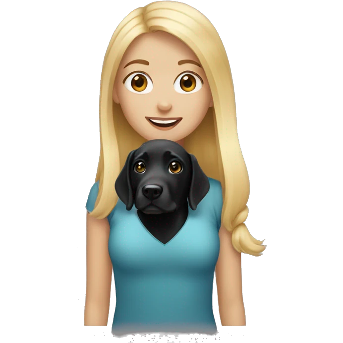 blonde haired girl with black lab emoji