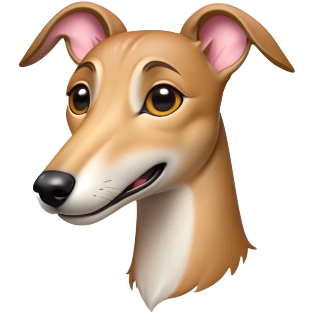 Cinematic Comical Fawn Greyhound Portrait Emoji, Head tilted dramatically with an exaggeratedly amused expression, featuring a striking fawn Fur with subtle elegance, wide, expressive eyes filled with playful disbelief, Simplified yet hilariously expressive features, highly detailed, glowing with a slightly sassy glow, high shine, dramatic yet playful, stylized with an air of cheeky charm, bright and endearing, soft glowing outline, capturing the essence of a spirited and over-the-top racer, so meme-worthy it feels like it could side-eye its way into internet fame instantly! emoji