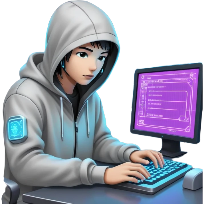 monochrome cyberpunk hacker terminal command center emoji