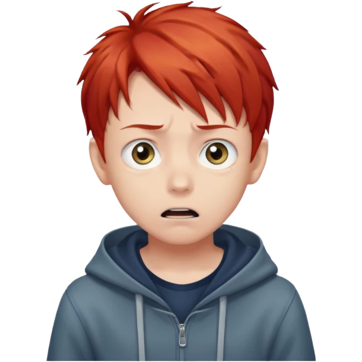 Wolf Anime Boy Red Scared emoji
