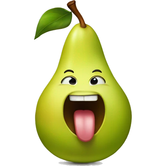 pear with big tongue emoji