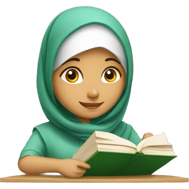 A muslim girl is studying  emoji