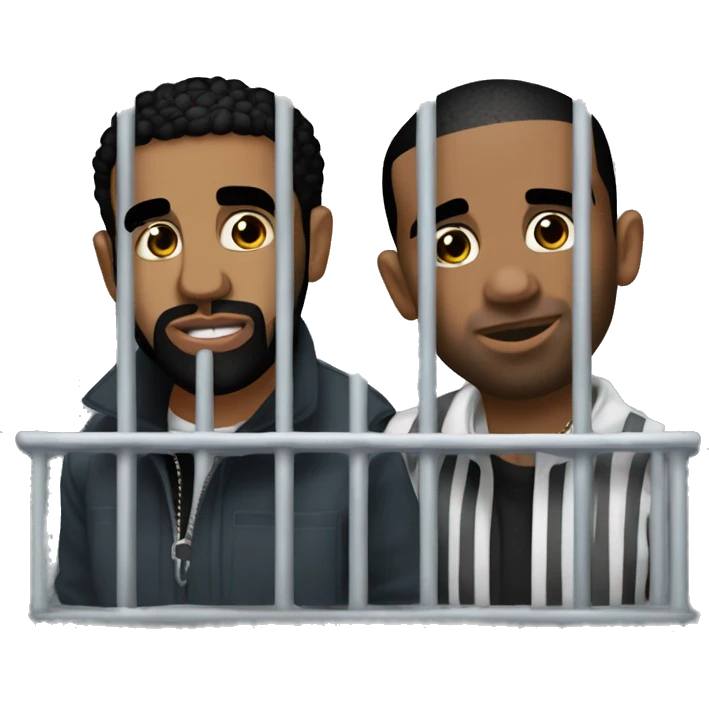 Drake the rapper and p diddy the rapper both behind a jail cage emoji