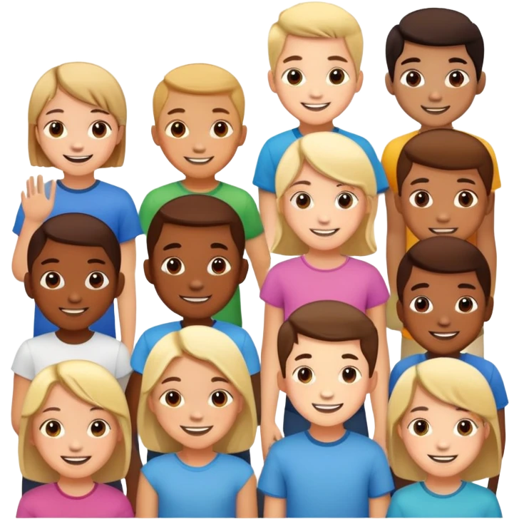 ten kids saying tht they are saying different activties emoji