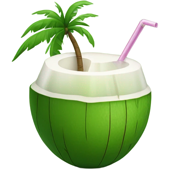   Whole green coconut drinkable with tube emoji