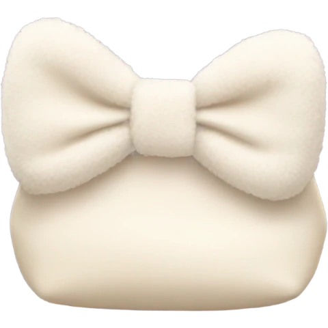 fluffy cream cosmetic bag with a bow emoji